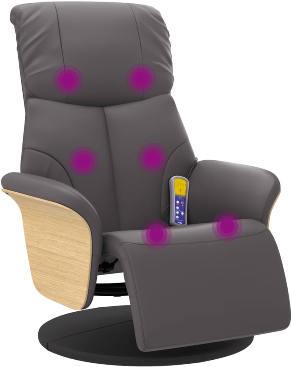 vidaXL Massagestoel - verstelbaar - met - voetensteun - kunstleer - grijs