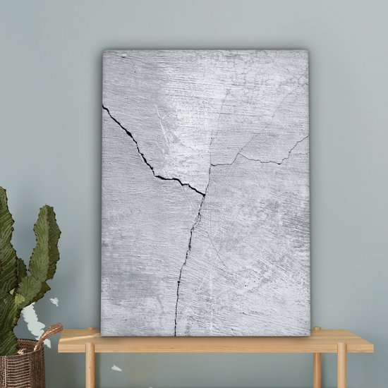 Tableau sur toile Béton - Fissure - Grijs - 60x80 cm - Décoration murale