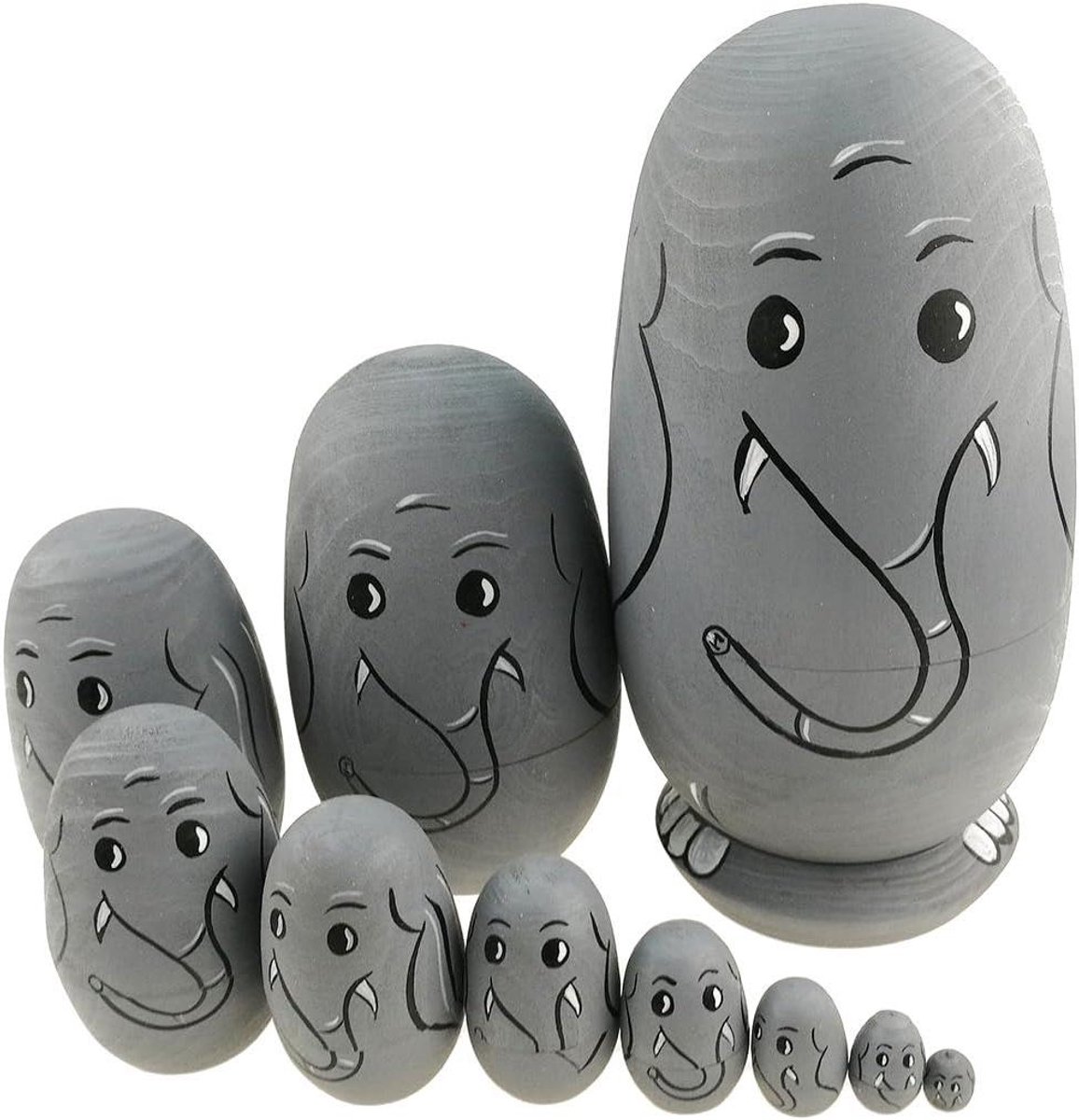 Set van 10 houten stapelspeelgoed met dieren thema voor kinderen - Handgemaakt en perfect als Paas cadeau