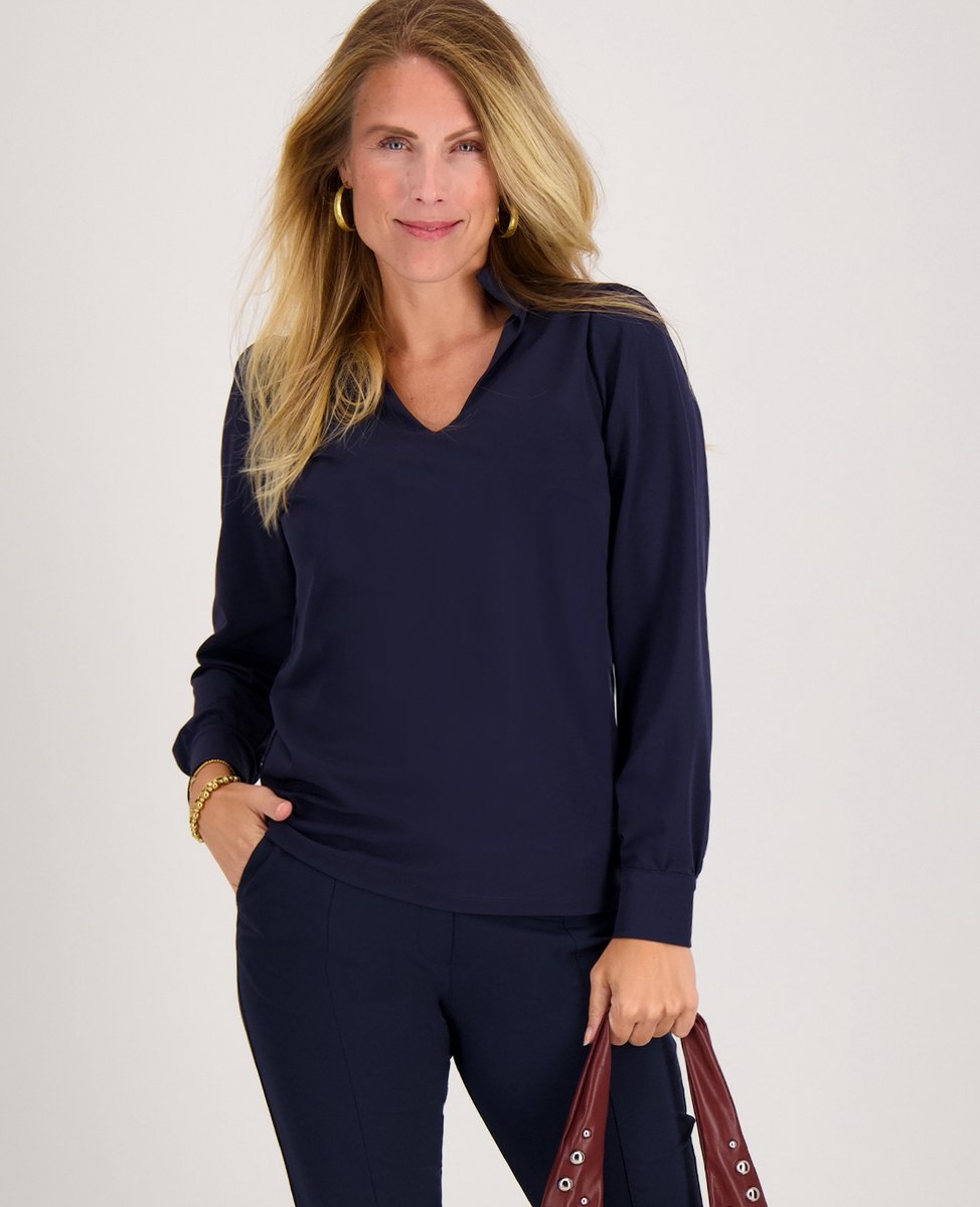 Je m'appelle Travelstof At Work Top Met stretch - Blauw - Maat S