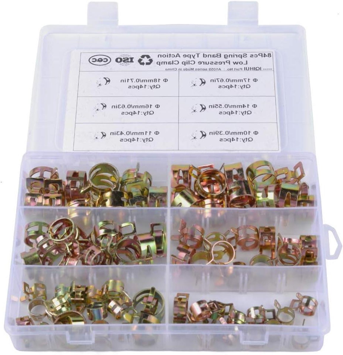 Allecto plus - Veerslangklemmen set - 6 gram - 84 stuks - Montageset - Brandstofleiding - Waterleiding - Luchtslang - Siliconen - Vacuümslang - Diverse maten - Voor auto en motor