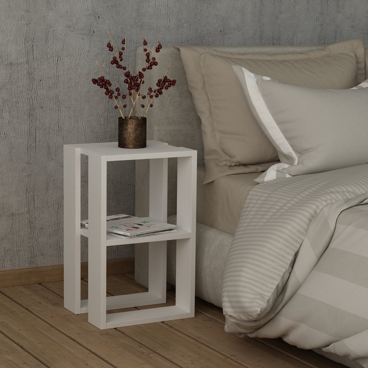 Skye Decor Nachtkastje Open Design - Stijlvol Wit - 30x55x30cm - Duurzaam Melamine