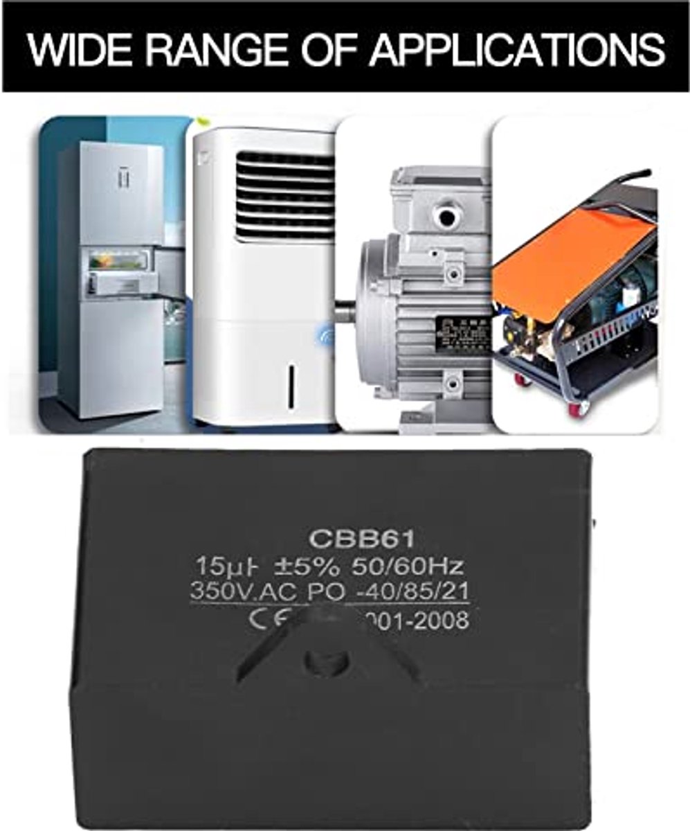 50/60Hz 350VAC 15uf CBB61 Benzine Generator Condensator, met ±5% Fout, voor Plafondventilatormotor