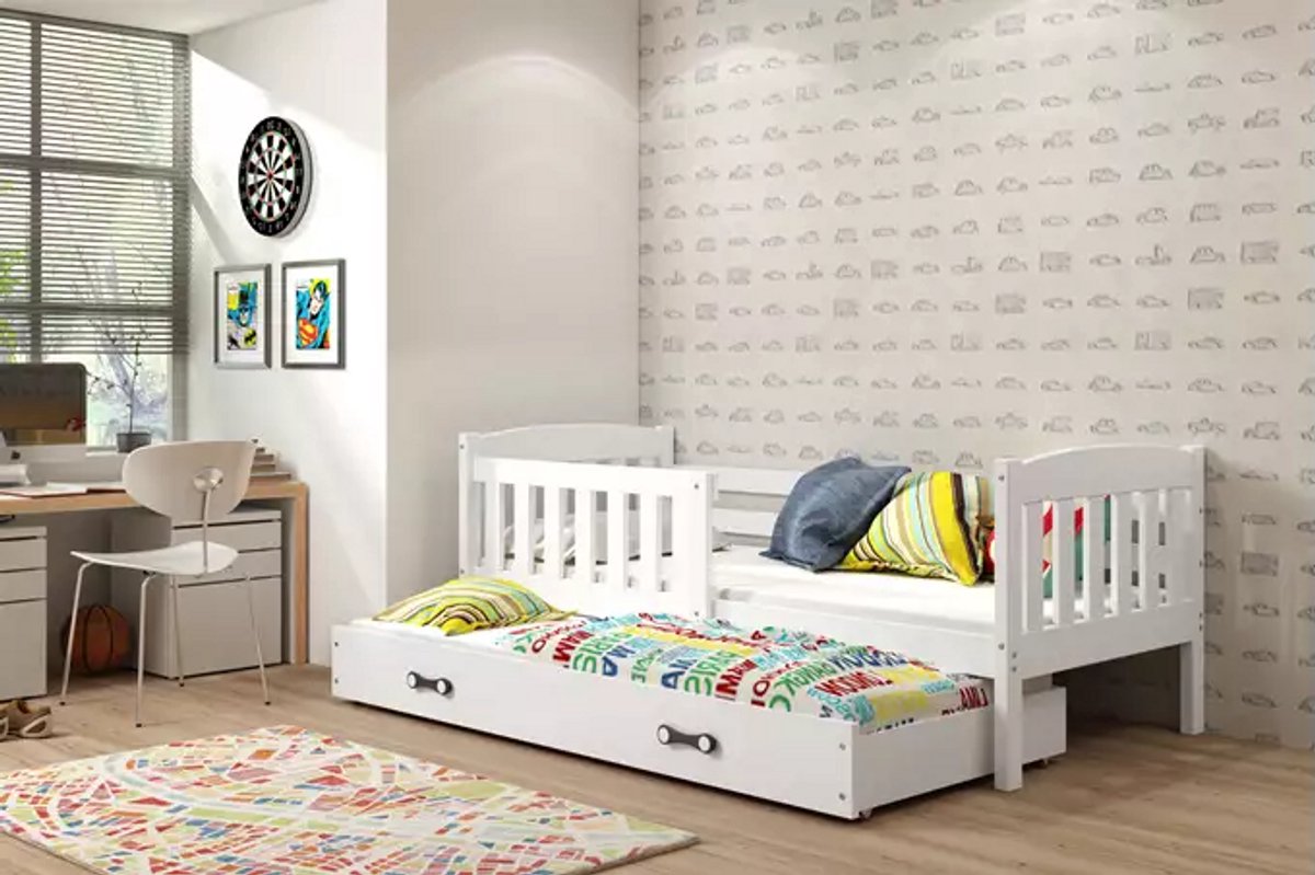 BMS - Kinderen Pull-out Bed KUBUŚ - 80X160 cm - Wit