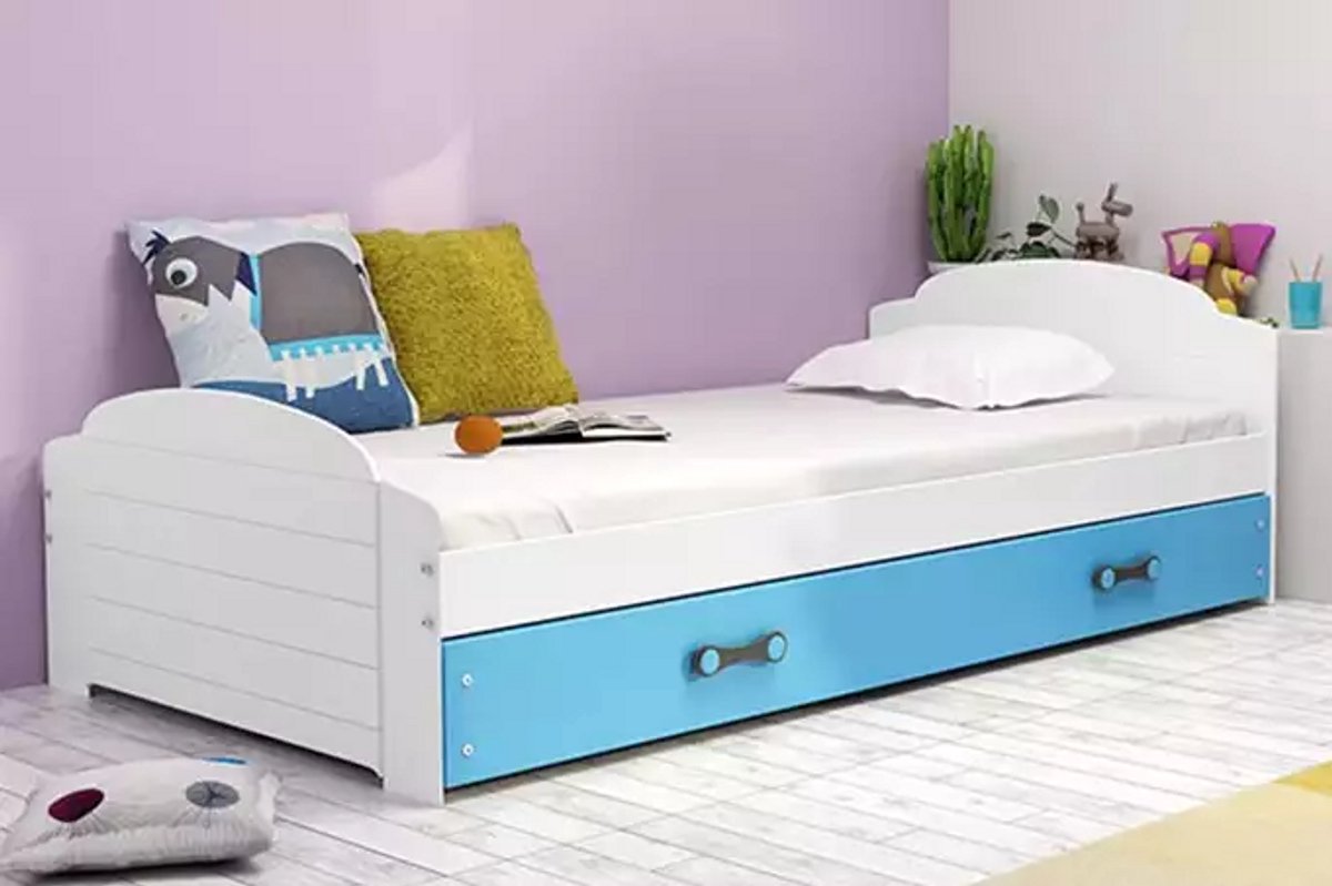 BMS - Bed - 90x200 - Jeugd - Wit/Blauw