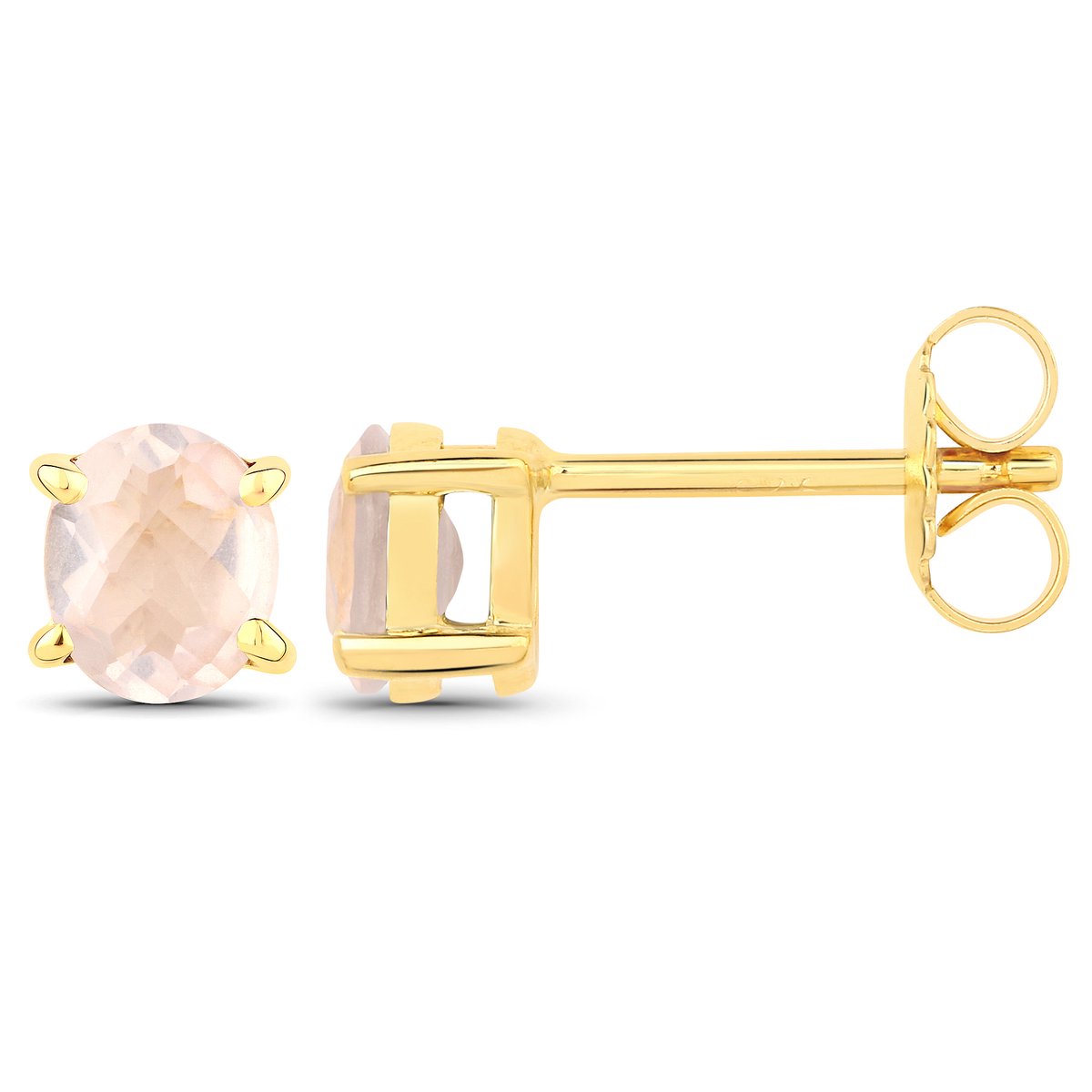 Vira Jewels Ohrstecker 925-Sterling Silber vergoldet Glänzend Rosenquartz rosa