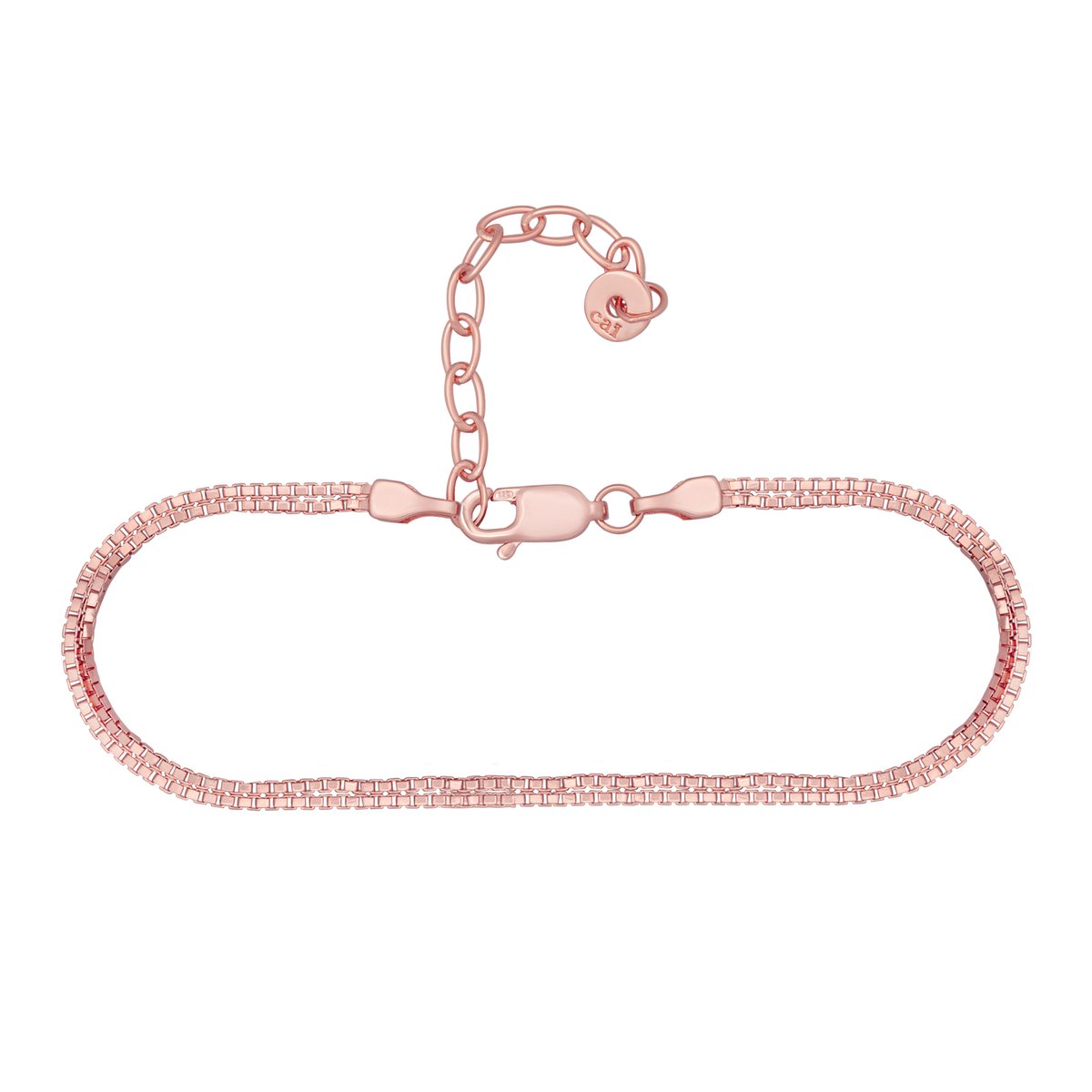 cai Fußkette 925/- Sterling Silber rosé vergoldet Venezianer Kette zweireihig