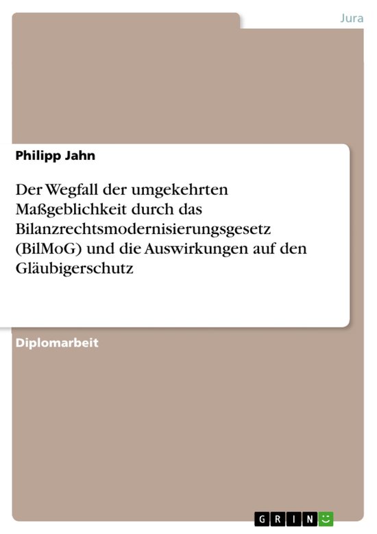 Der Wegfall Der Umgekehrten Ma�Geblichkeit Durch Das Bilan ... - cover