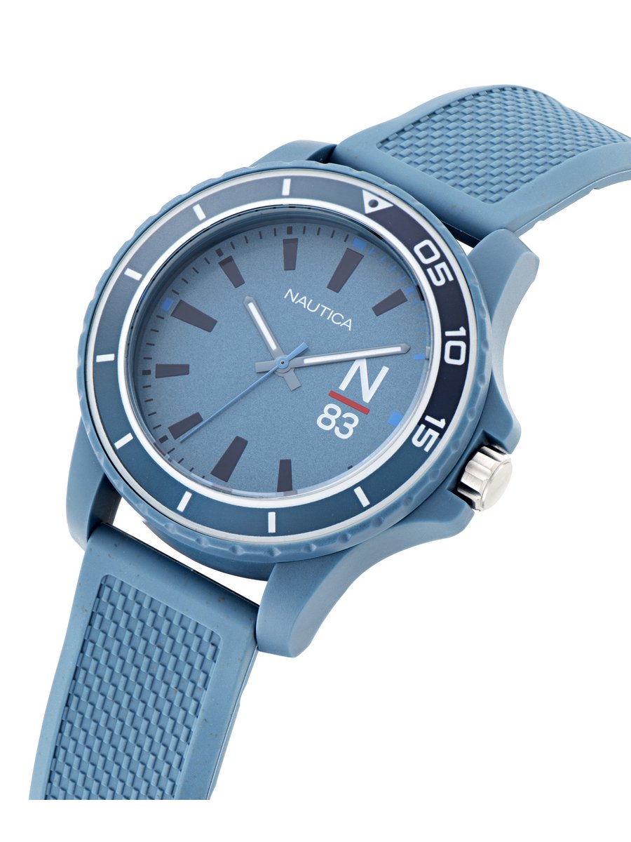 Nautica Finn World Analoog Horloge Zwart Case: 100% #Tide Ocean Material | Armband: 100% Bio-Based Pu 45 NAPFWF303