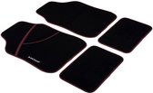 Tapis de voiture universels Cheqo® - Set de 4 pièces - Couche antidérapante - Renfort talon - Tapis de Tapis de voiture Zwart et rouges - Tapis de voiture en PVC et polyester - Avant et arrière - Protection intérieure - Design élégant