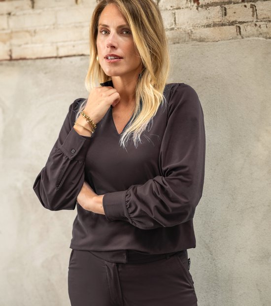 Je m'appelle Travelstof At Work Top Met stretch - Bruin - Maat L