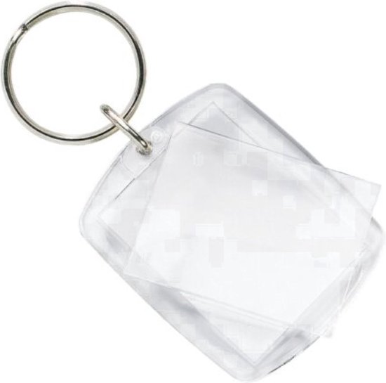 *** 2 x Sleutel Fotohanger Personaliseer uw sleutelbos met de - 2 stuks transparante foto sleutelhanger - met ruimte voor uw logo, tekst of nummer - van Heble® ***