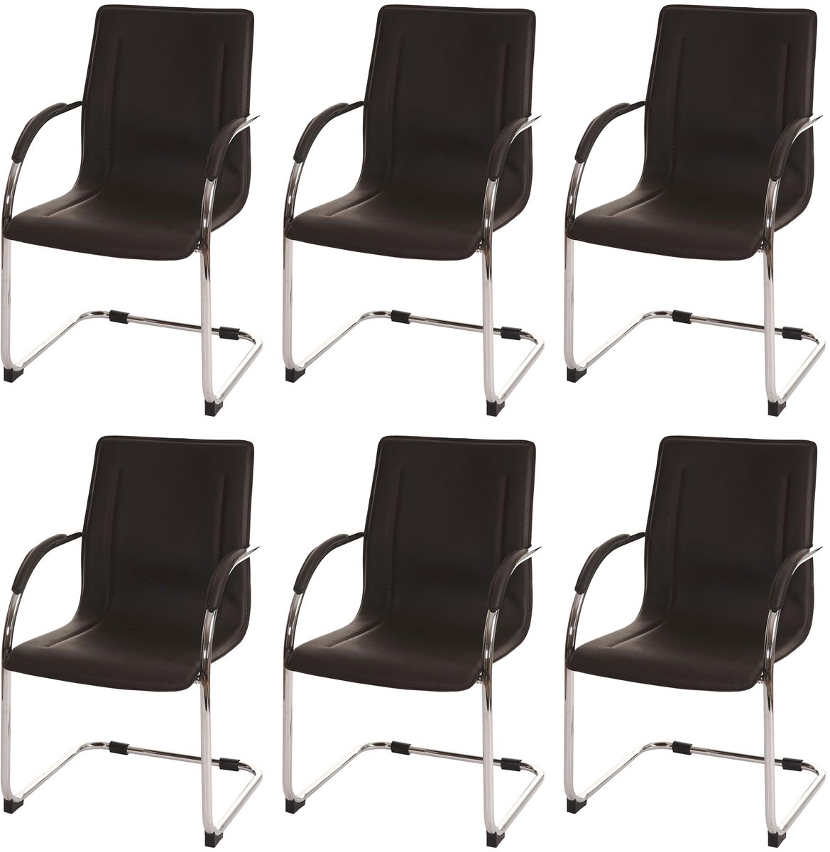 MCW Set van 6 eetkamerstoel Samara, vrijdragende keukenstoel fauteuil stoel, staal ~ bruin