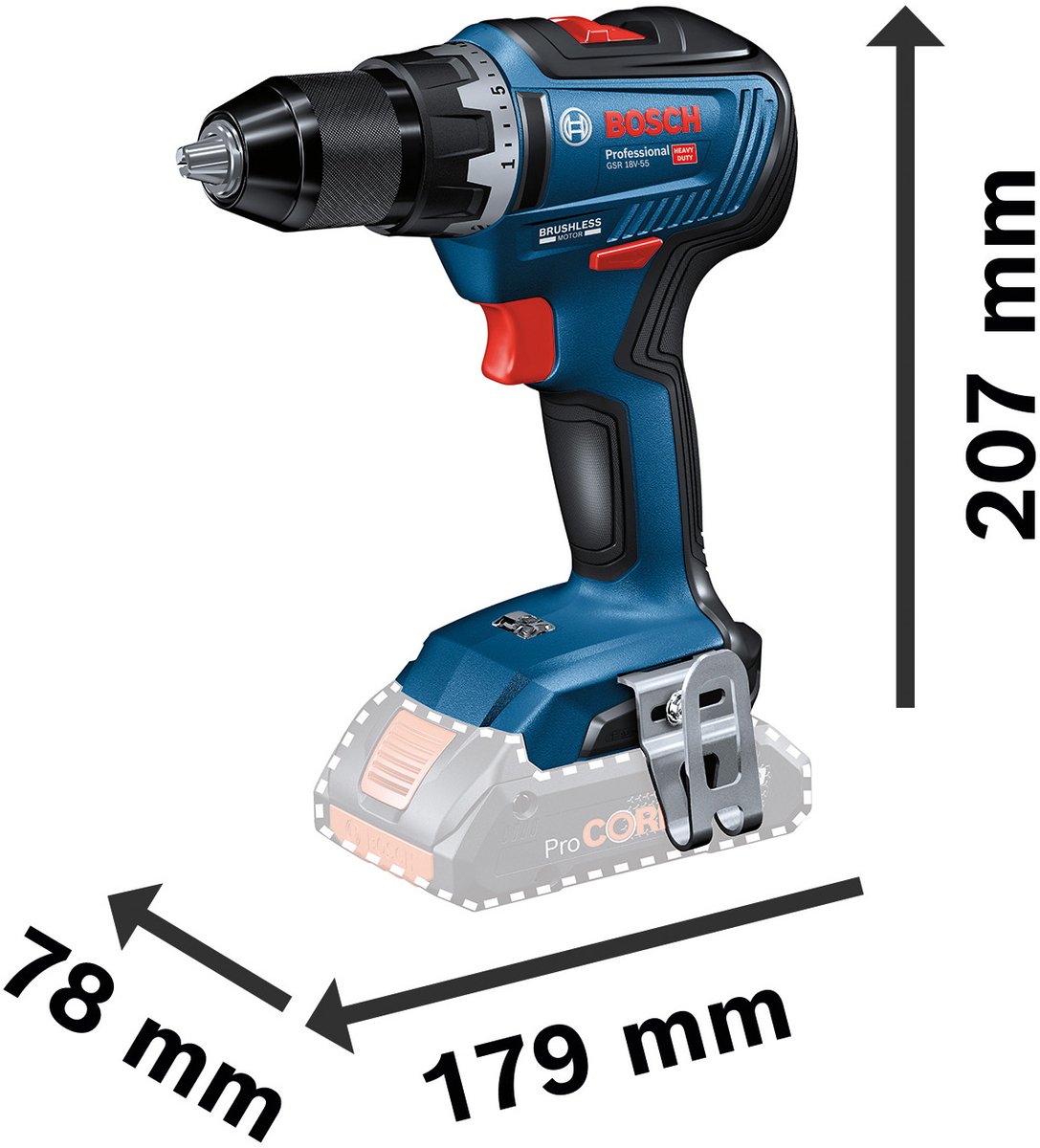 Bosch GSR 18V-55 accuschroefboormachine - 55 Nm, incl. 2x accu's thumbnail 5