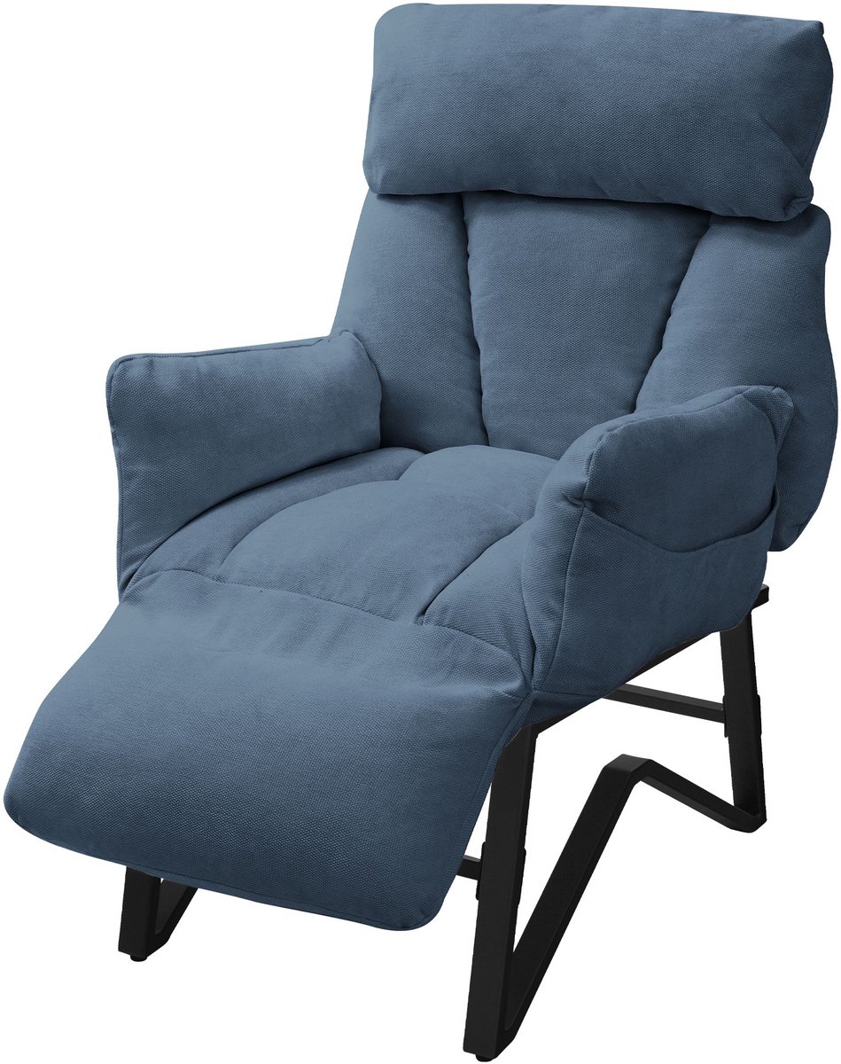Woonkamer fauteuil Loungestoel blauw met rugkussen tot 120 kilogram Polyester hoes in linn