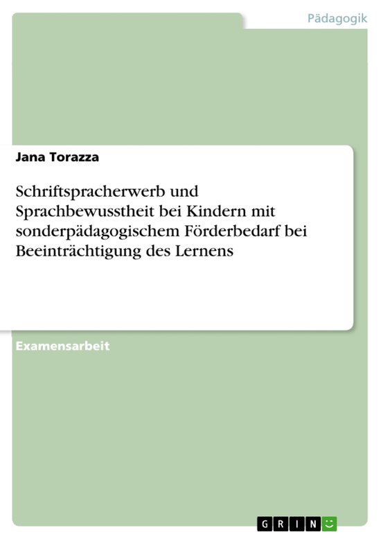 Schriftspracherwerb und Sprachbewusstheit bei Kindern mit so ... - cover