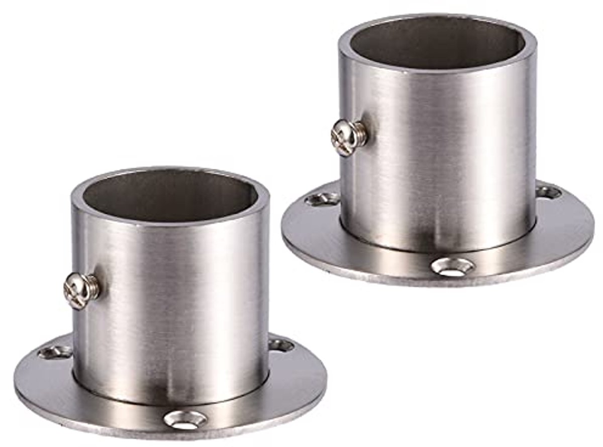 Stainless Steel Cabinet Rod Flange Holder 32mm - Wandmontage Steun voor Kledingrail, Handdoekhanger