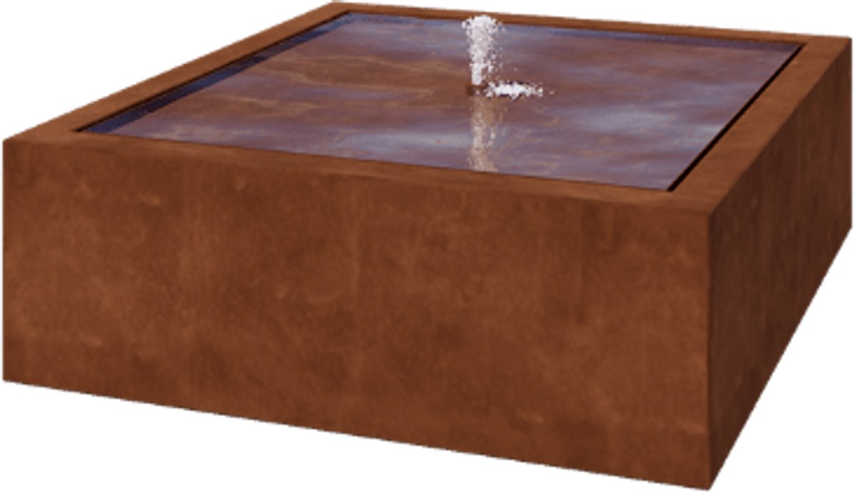 Cortenstaal watertafel - Lyra - 120x120x40cm - Roestkleur - Exclusief LED-verlichting - MySteel