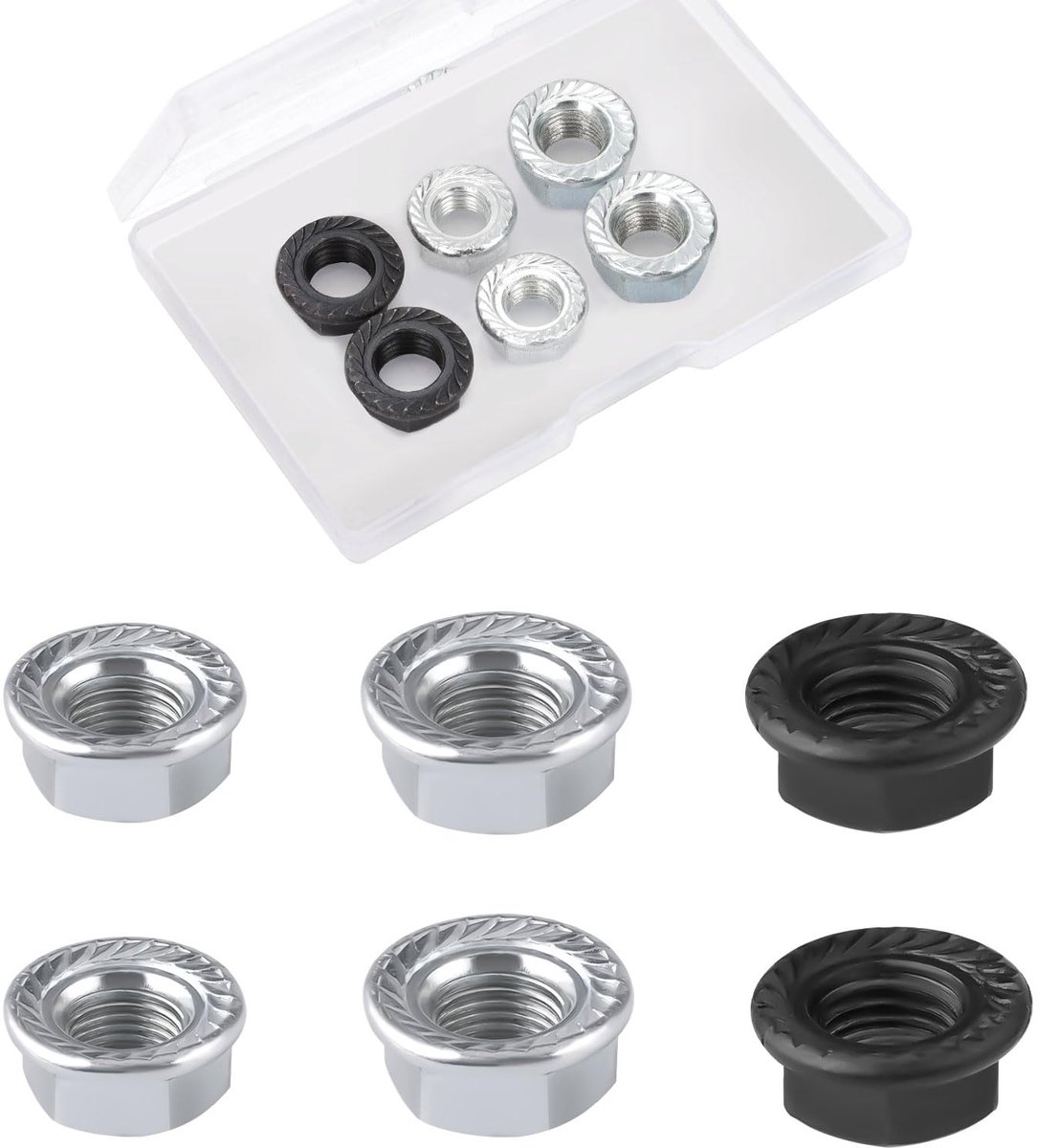 6pcs Bicycle Wheel Axle Nut, M8 M9.5 M10 Bicycle Hub Flange Axle Nut Bicycle Axle Nut Bicycle Parts for Mountain Road Commuter Bike Front and Rear Wheel Axle (3 Sizes