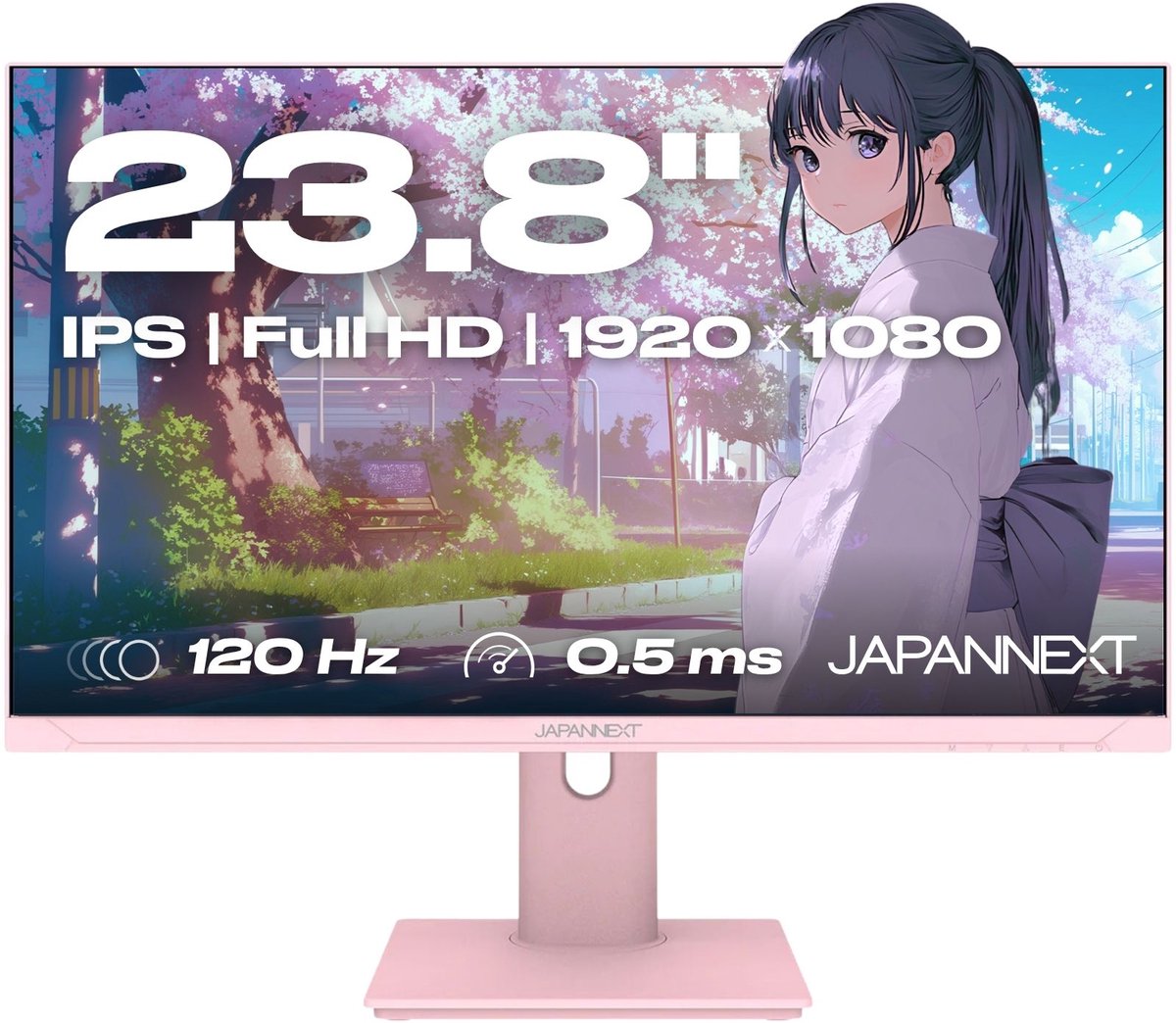 JAPANNEXT Gaming Monitor 23.8" IPS Full HD (1920x1080) 120Hz 0.5ms Pastel Roze | JN-IPS238G120F-HSP-PK