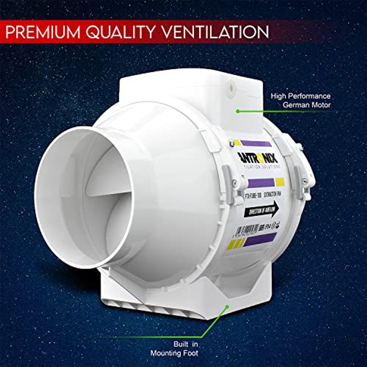 Universele 100 mm In-Line Badkamer Ventilator voor Hydrocultuur en Ventilatie