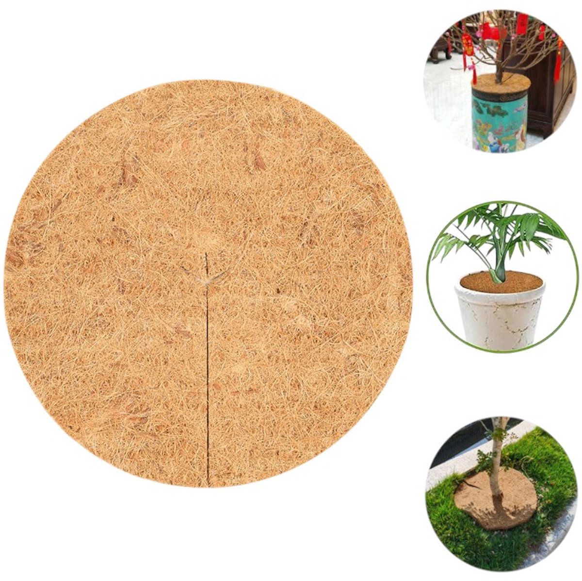 Y-vormige onkruidbestrijdingsmat - 20 cm diameter (0,3-0,4 cm dik) - Platte kokosvezelmat - Lekvrije mat voor bloempotbodem - Met kokosvezel bedekte schijf