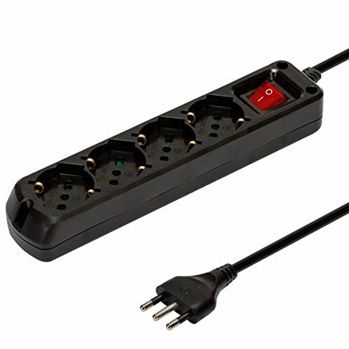 Meervoudige socket 4-weg Schuko 10/16A met schakelaar en 1m kabel