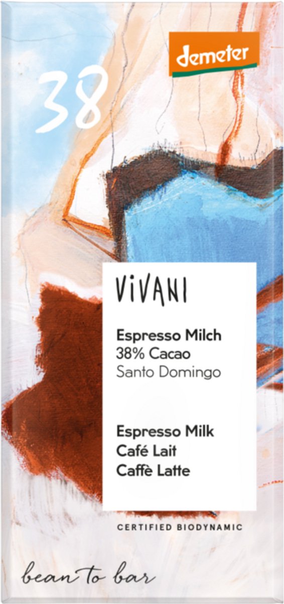 Vivani Chocolade Demeter melk espresso 38% bio 90 Gram