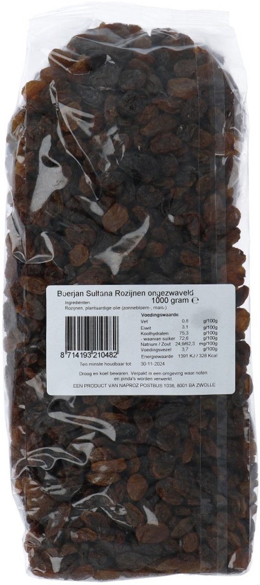 Boerjan Sultana Rozijnen Ongezwaveld 1KG van Merkloos — afbeelding 2