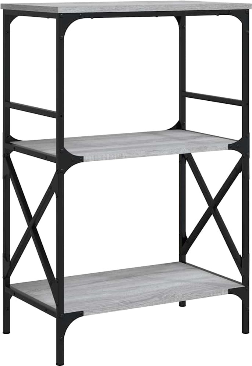 vidaXL - Boekenkast - 4-laags - 59x35x90,5 - cm - bewerkt - hout - grijs - sonoma
