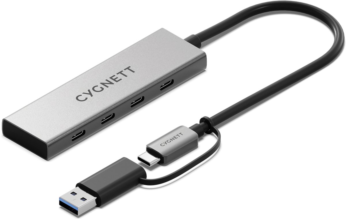 Cygnett USB-A / USB-C naar USB-C Hub - Zilver