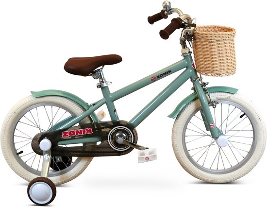 Zonix Kinderfiets 16 Inch Jongensfiets - Mintgroen Met Zijwieltjes - Leeftijd 4-6 Jaar - Kledingmaat 103-118 van Zonix — afbeelding 3