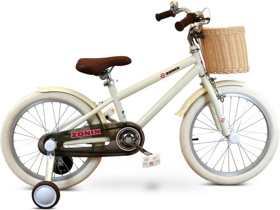 Zonix Kinderfiets 18 Inch Jongensfiets - Licht Beige Met Zijwieltjes - Leeftijd 5-7 Jaar - Kledingmaat 110-123 van Zonix — afbeelding 3
