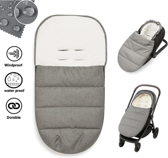 Wintervoetenzak babyschaal winter babyvoetenzak warm, inslagdeken baby voetenzak slaapzak kinderwagen bed wieg het hele jaar door (waterdicht grijs) — afbeelding 4