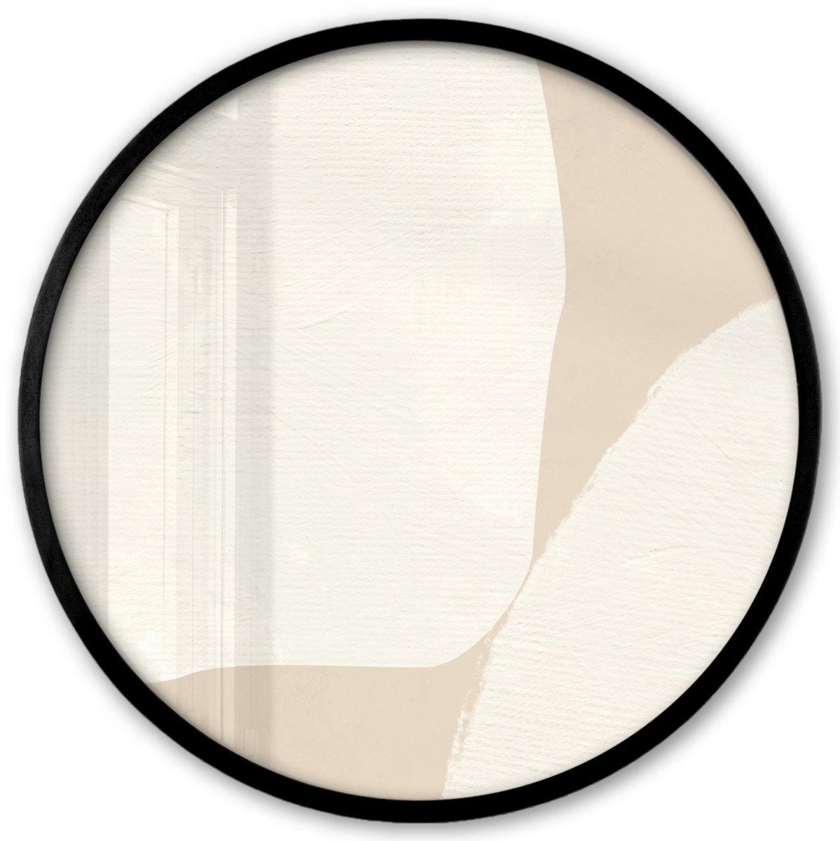 FrameYourWall Poster in lijst Rond - Fotolijst 40x40 cm - Posters - Beige - Abstract - Modern - Ronde posterlijst zwart - Decoratie - Wanddecoratie woonkamer - Muurdecoratie slaapkamer