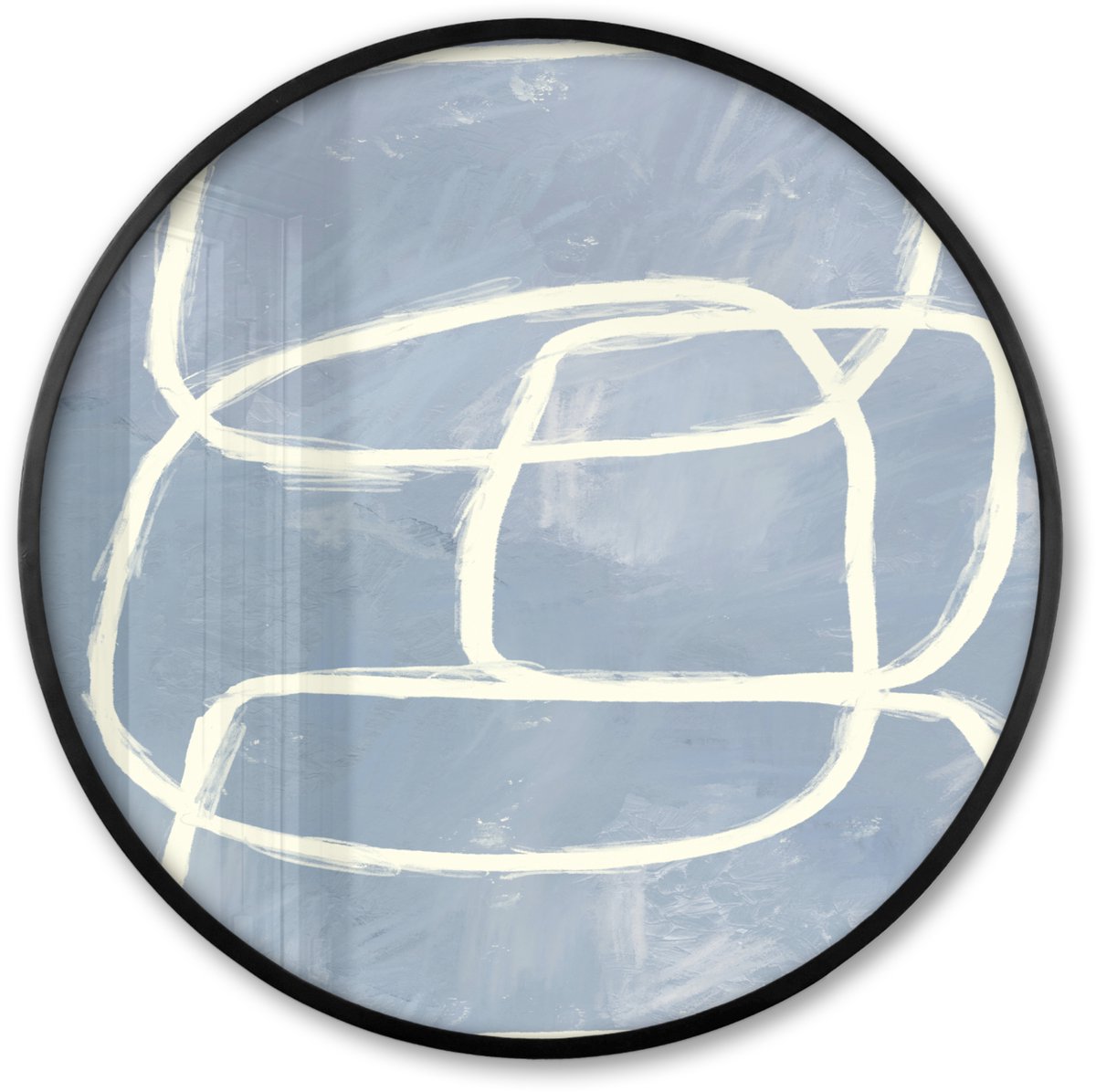 FrameYourWall Poster in lijst Rond - Fotolijst 60x60 cm - Posters - Abstract - Blauw - Kunst - Ronde posterlijst zwart - Decoratie - Wanddecoratie woonkamer - Muurdecoratie slaapkamer
