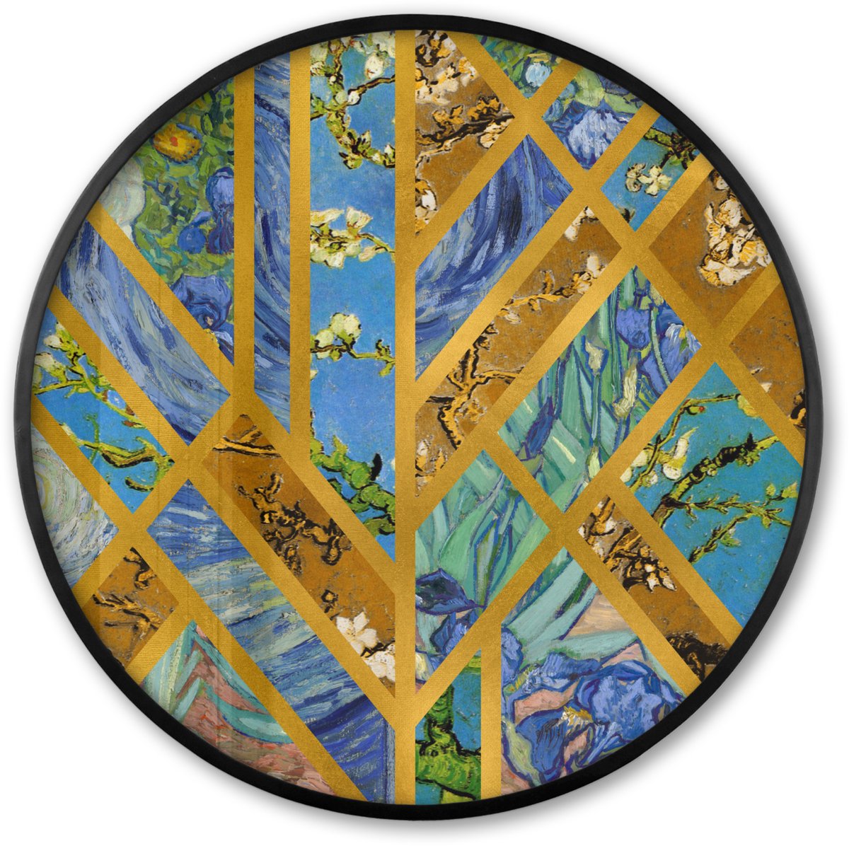FrameYourWall Poster in lijst Rond - Fotolijst 60x60 cm - Posters - Van Gogh - Oude meesters - Kunst - Ronde posterlijst zwart - Decoratie - Wanddecoratie woonkamer - Muurdecoratie slaapkamer Multicolor