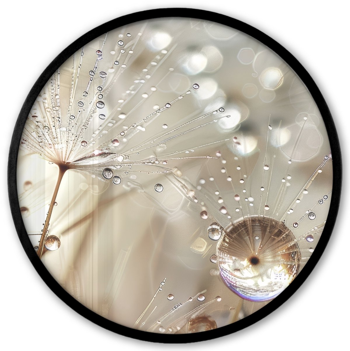 FrameYourWall Poster in lijst Rond - Fotolijst 40x40 cm - Posters - Natuur - Bloemen - Druppels - Regen - Ronde posterlijst zwart - Decoratie - Wanddecoratie woonkamer - Muurdecoratie slaapkamer