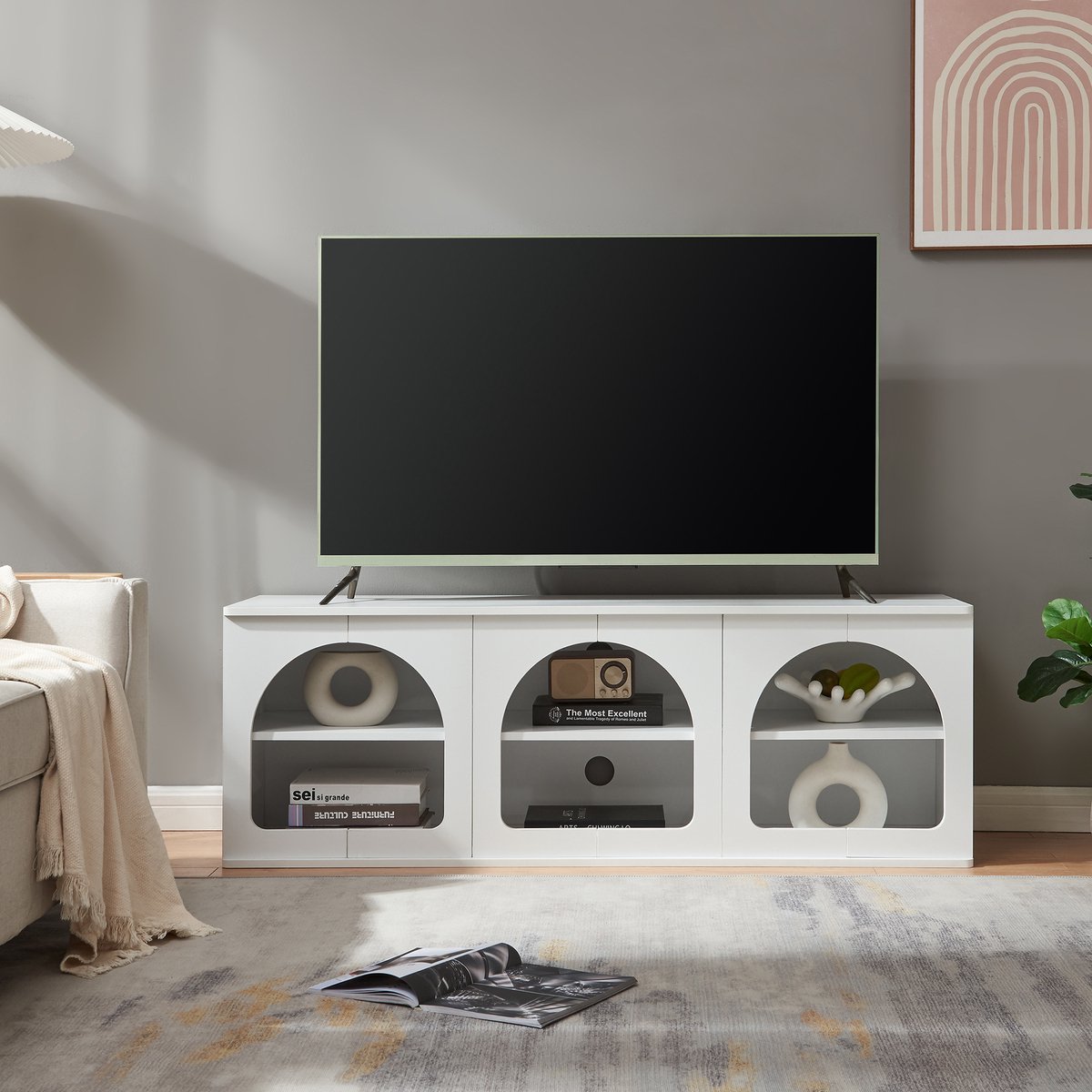 en.casa Tv-meubel Trorhun 140x38x48 cm wit [en.casa]