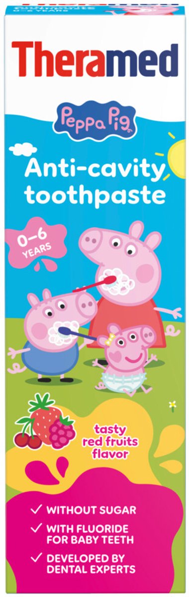 Theramed Tandpasta Junior 0-6 mnd Peppa Pig Rood Fruit - 12 x 50 ml - Voordeelverpakking