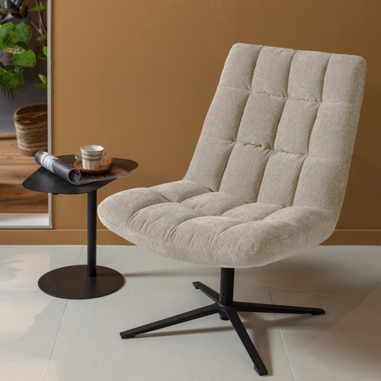 WOOOD Job Draaifauteuil - Bouclé - Zand - 101x70x85