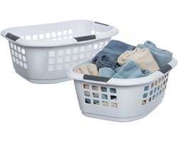 Benson Wasmand extra groot - 2x - wit - kunststof - 51 liter - 67 x 47 x 27 cm - ruime wasmanden