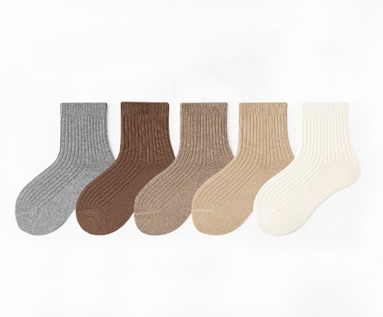 QIYIENDIAN 5 Paar Peuter Crew Sokken Zachte Katoenen Elastische Solid Kleuren voor Baby kinderen Jongens Meisjes(Pink,5-8Y