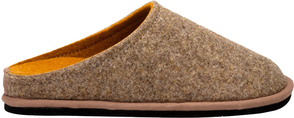 Loewenweiss Lowenweiss Easy Bicolore - Handgemaakte Pantoffels Gekookte Wol - Bruin / Geel - Maat 44