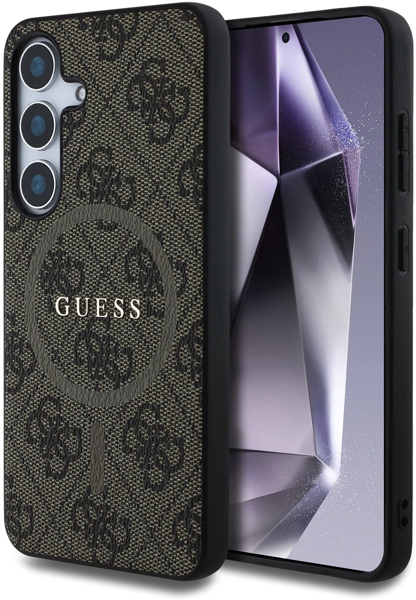 Guess PU Leer 4G Logo geschikt voor Samsung Galaxy S25 - Geschikt voor MagSafe - Bruin
