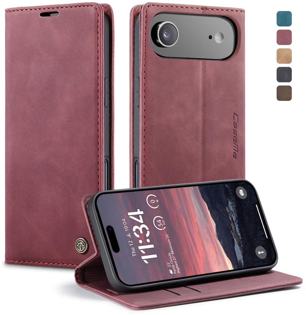 CaseMe Telefoonhoesje geschikt voor Apple iPhone Air Hoesje | CaseMe 013 Bookcase Portemonnee | Pasjeshouder voor 2 Pasjes | Telefoonhoesje voor Pinpas / OV Kaart / Rijbewijs - Rood