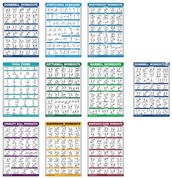 QUICKFIT Zandzak Oefening Workout Poster - Gelamineerd - Zandzak Training Chart - 18 x 24