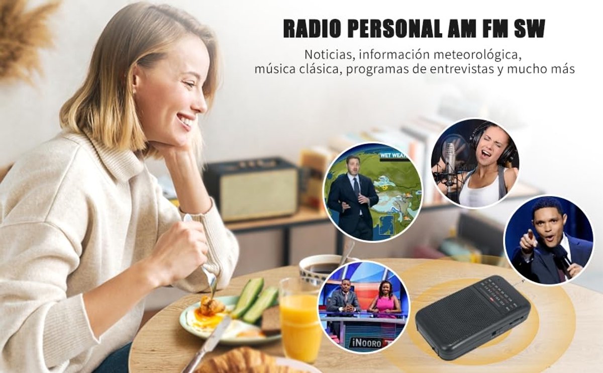 Draagbare 3-bands radio met sterke luidspreker