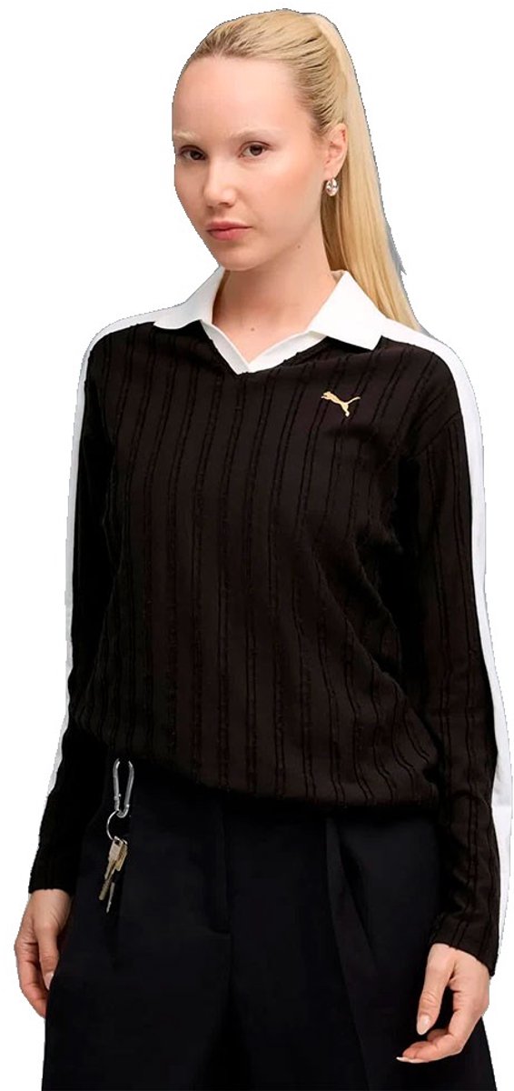 Puma Select T7 Relaxed Fit Lange Mouw Poloshirt M Vrouw Zwart