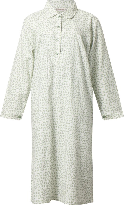 Lunatex - Chemise de nuit pyjama classique pour femme - Flanelle chaude - Vert œuf - Taille S
